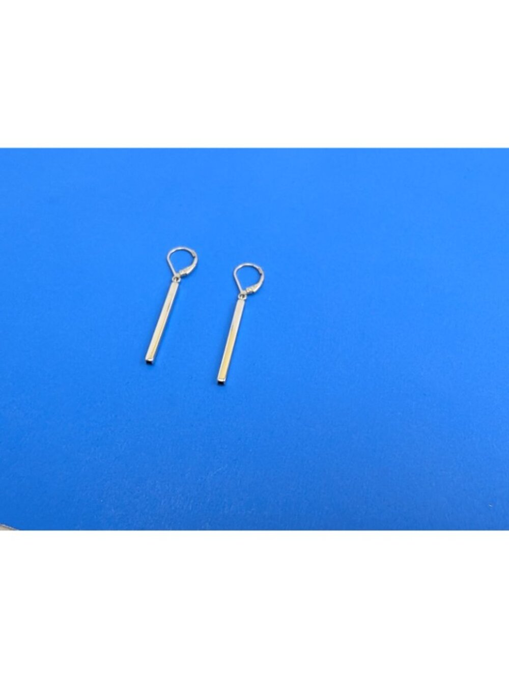 Sterling Silver 925 Square Long Bar Drop Earrings 1.25" - Picture 3 of 8